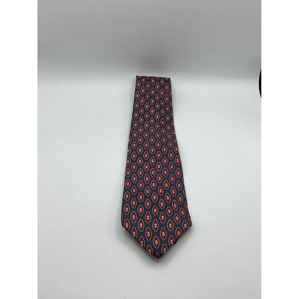 Vintage Don Loper of Beverly Hills Mens 100% Silk Tie Blue Red Retro Wide - Picture 2 of 4